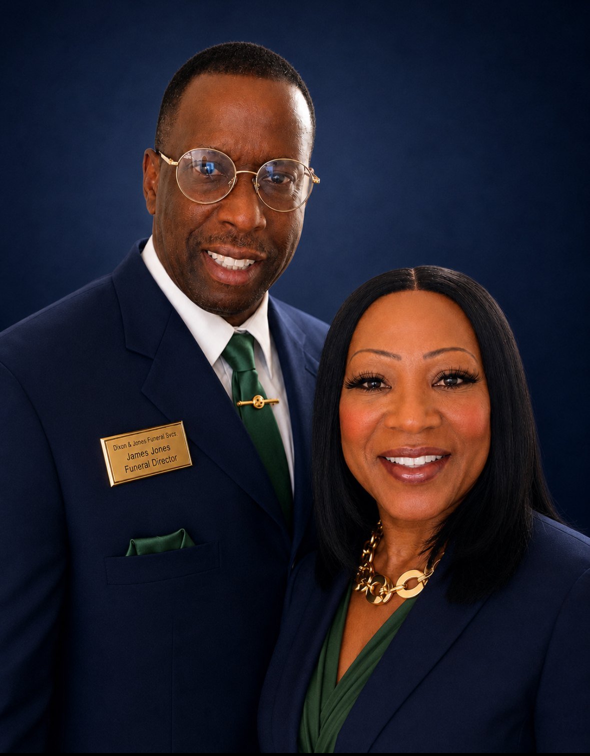 James Jones, funeral director, and Thelma Dixon-Jones.